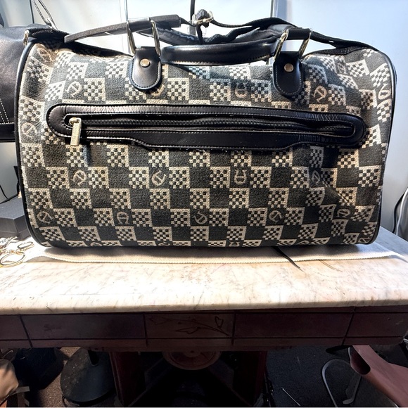Etienne Aigner Other - Etienne Aigner Black and Gray Monogram Duffel Bag
